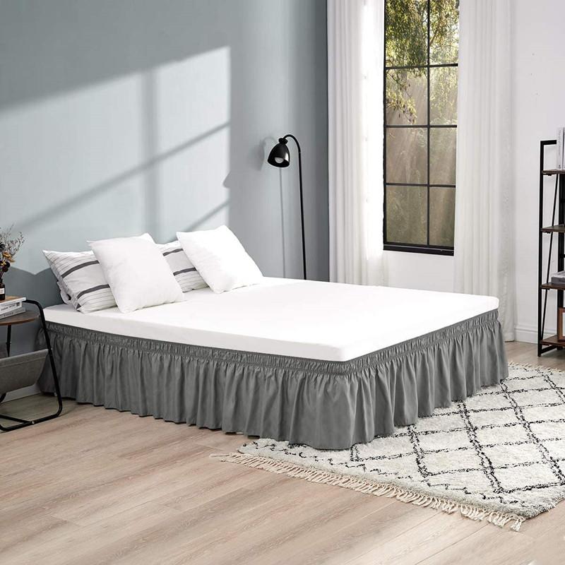 Top Selling Affordable Solid Color Wrap Around Ruffled Bed Skirt with Strong Elastic -Fade Resistant Fabric 15 Inch High