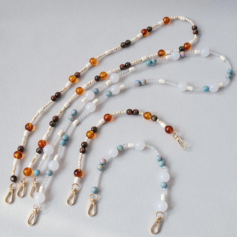 Новая модная женская сумка, аксессуар, съемные янтарные цепочки из бисера, синий акриловый роскошный ремешок, женская сумка, цепочка с ручкой на плечо