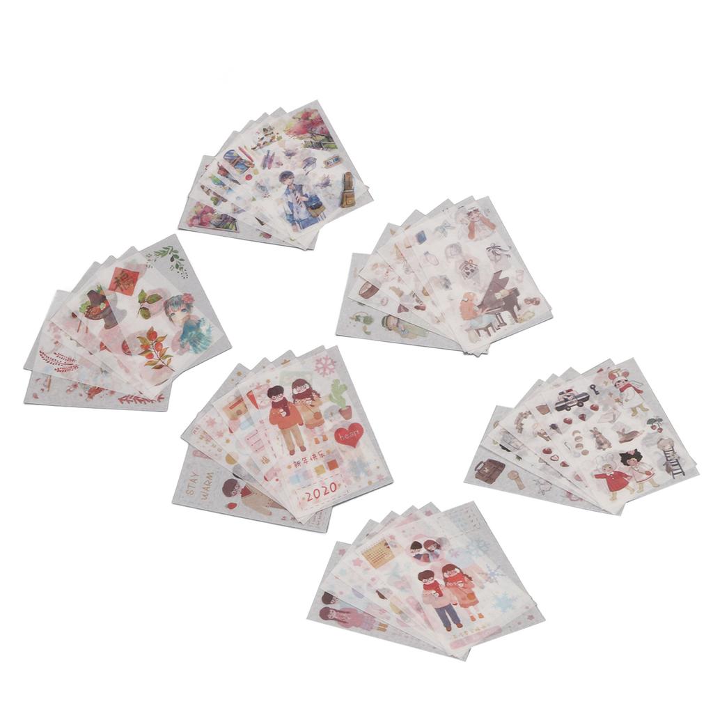 36 листов наклеек из скрапбукинга, полупрозрачные, гибкие, многоразовые, японские бумажные наклейки для блокнота