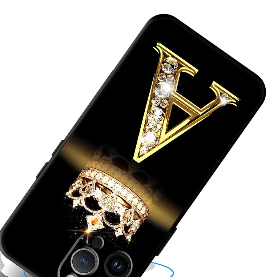 Чехол для телефона Diamond Crown Letter Capa для iPhone 16 15 14 13 12 11 Plus 16 15 14 13 12 11 Pro Max 13 12 Mini XS Max 7 8 16e