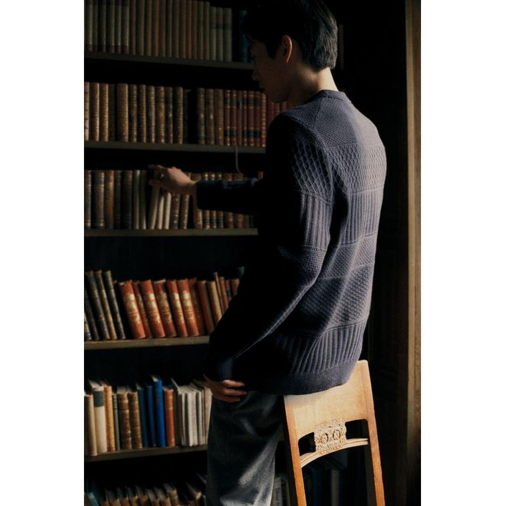 HM Regular Fit Текстурированный трикотажный джемпер Темно-синий