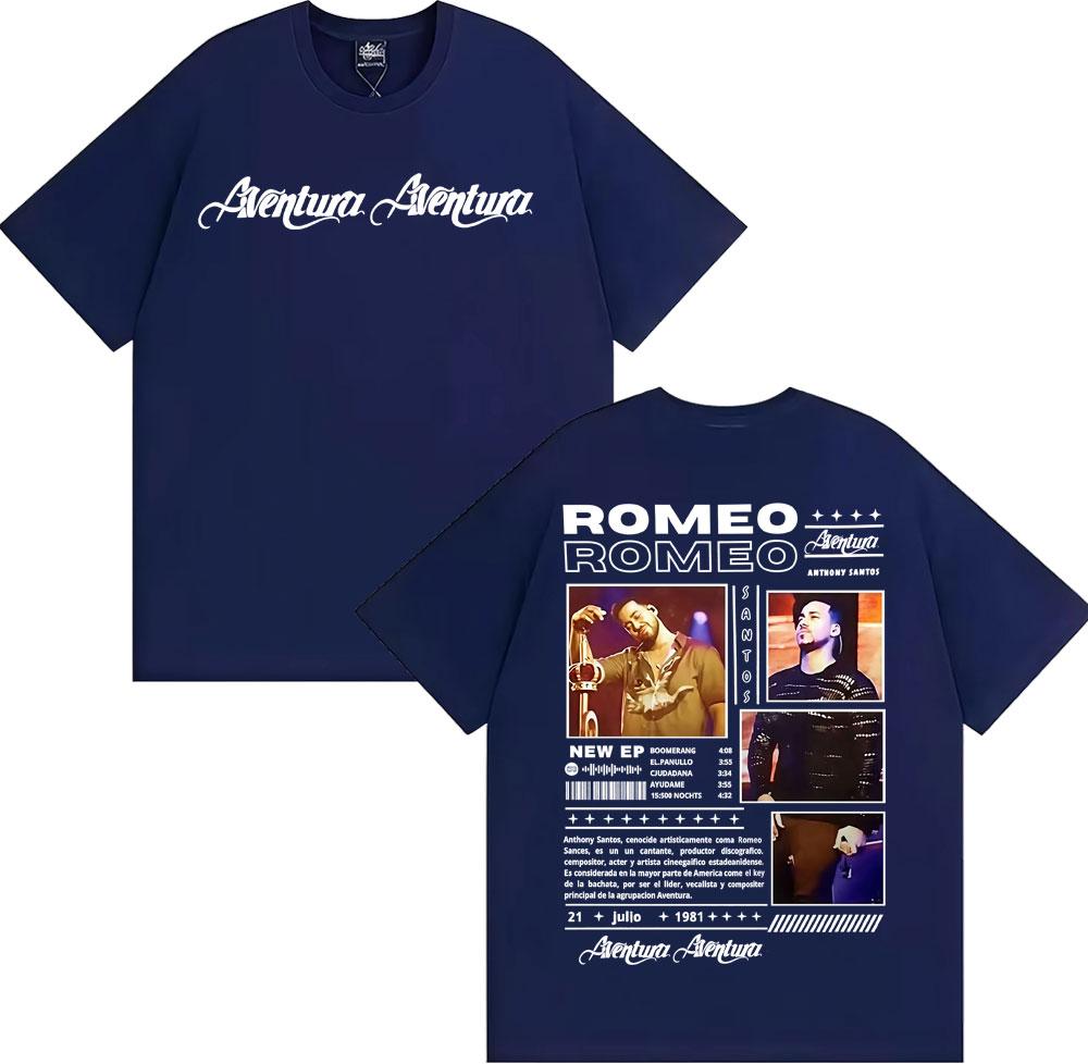 Rapper Romeo Anthony Santos Tour 2026 Merch Tshirts Unisex Women Fashion Hip Hop Street T Shirt Cotton Casual High Quality Tshirt