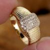 Vintage Gold Color Geometric Square Rings for Women Fashion Zircon Engagement Ring Party Jewelry Gifts