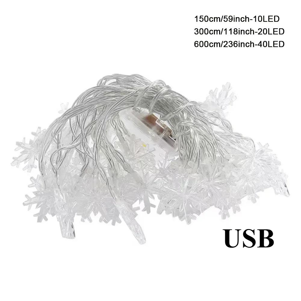 1.5/3/6 м USB Питание Гирлянда Снежинка Фея Струнные Огни Сад Зимняя Вечеринка Рождественская Гирлянда Лампа Украшение Свадебной Комнаты Уличный