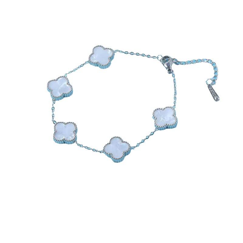 Браслет с четырьмя листами клевера с двухсторонним титановым сплавом, который не выцветает, и пятью цветочными мотивами, простой и универсальный браслет