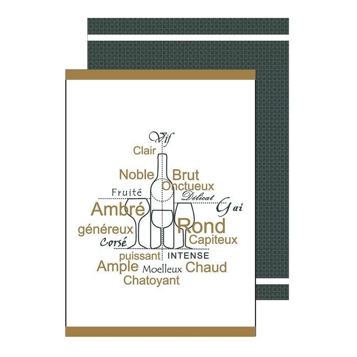 Полотенца - Вкусы виноградника - 100% хлопок - Набор из 2 штук - 50 x 70 см - Черный