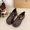 Черные туфли на платформе-маффине женские 2025 осень новые модели с юбкой jk маленькие кожаные туфли ретро британский стиль лоферы