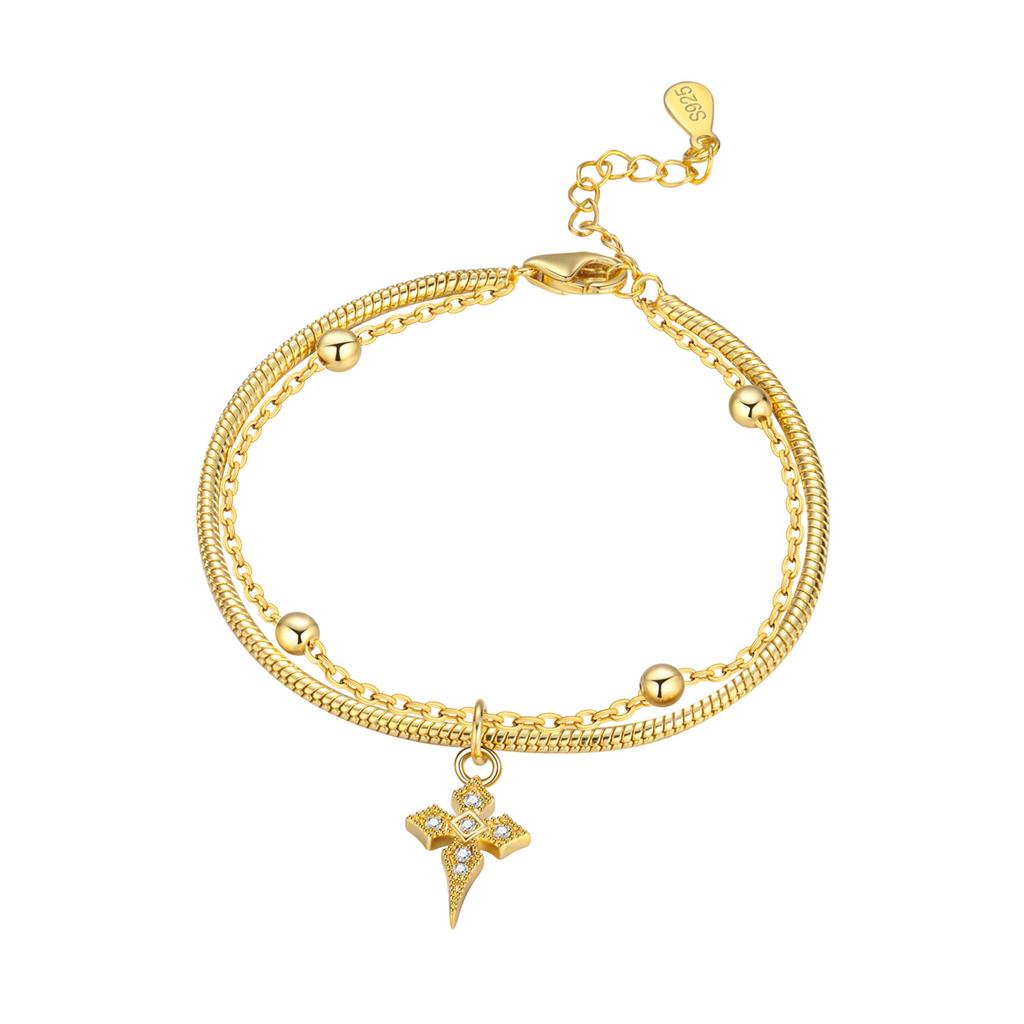 New 925 Silver Rose Gold Double-layer Heart Bracelet Chain Link Women Bracelet Birthday Festival Jewelry Gifts