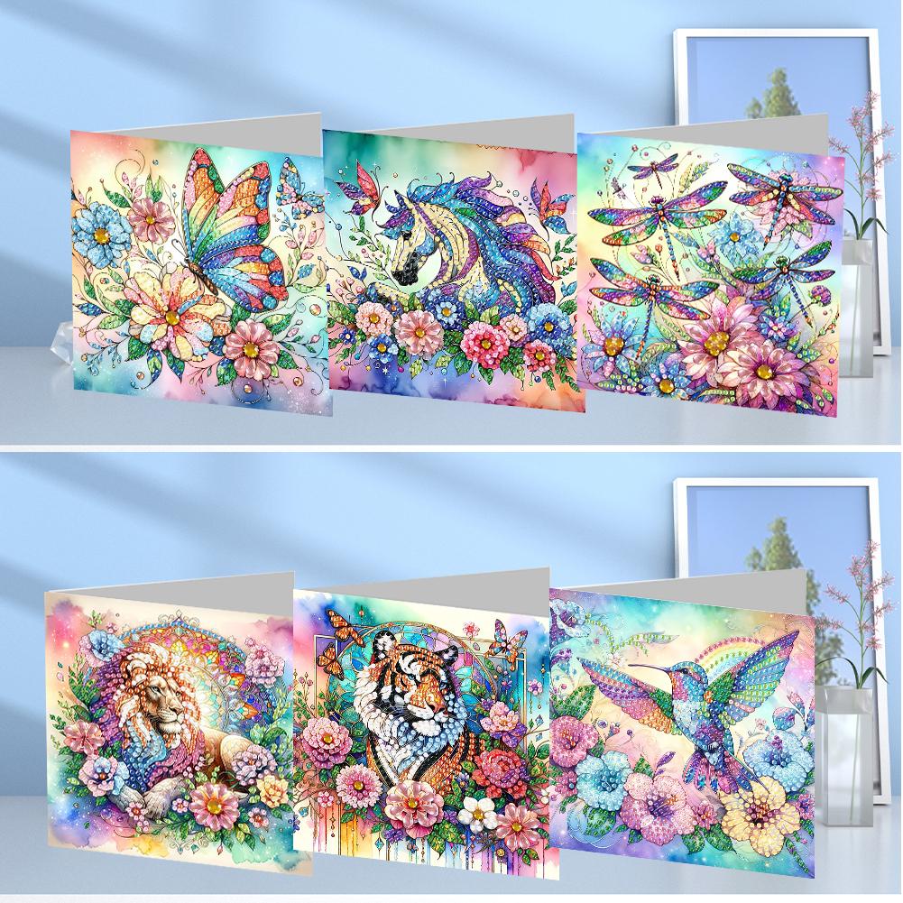 6Pcs Snowman Diamond Handmade Card Rhinestone Painting Card Kit Diamond Painting Greeting Card for Family Friends Gift