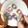 Fashion Jewelry Resin Checkerboard Lattice Korean Style Acetate Ring Finger Rings Open Rings