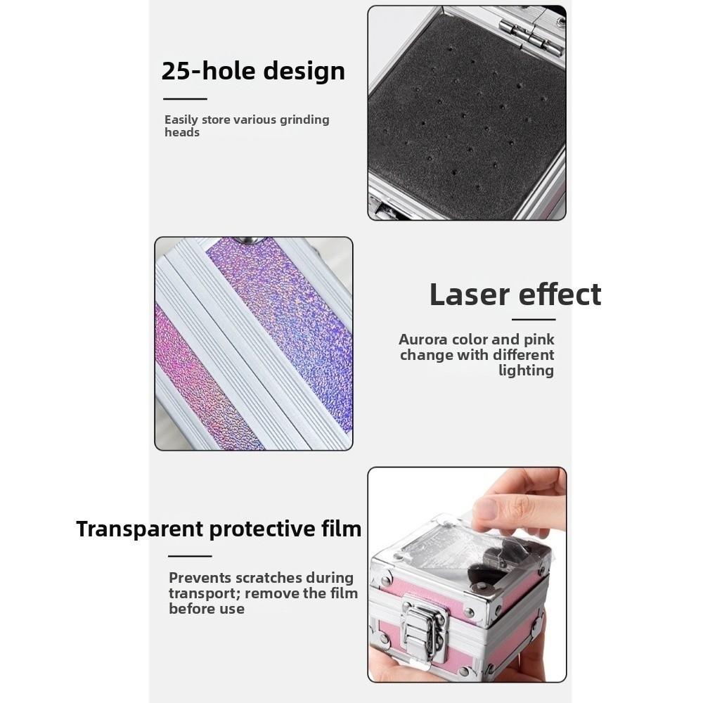 Professional Aluminum Display Storage Box Durable Nail Art Tools Nail Drill Bit Holder Girls