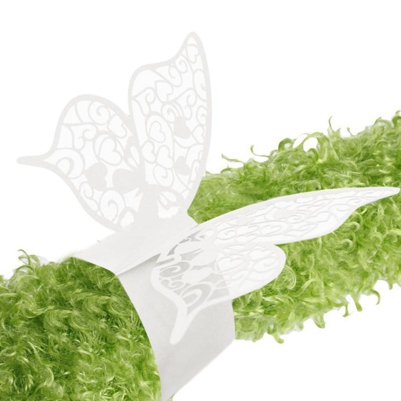 Упаковка из 12 колец для бумажных салфеток в виде бабочек для украшения свадебной вечеринки