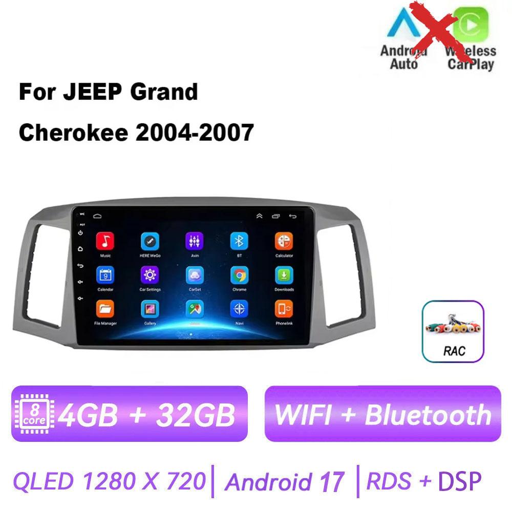 Android 17 pour JEEP Grand Cherokee WK 2004 2005 2006 2007 Carplay Auto Multimédia Autoradio Navigation Lecteur Vidéo WIFI 4G DSP