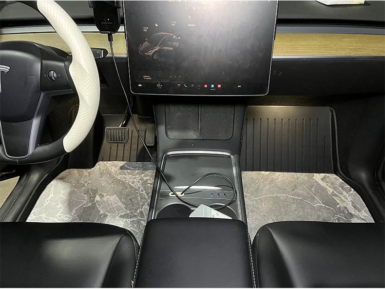 Экологичные коврики для пола Tesla Model Y из ТПЭ с текстурой натурального мрамора