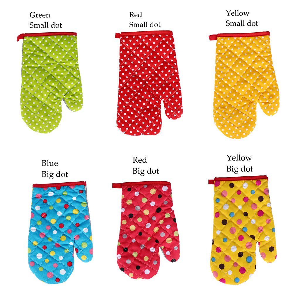 Heat Resistant Anti Hot Baking Tool Dot Mitts Thick Oven Gloves Microwave Insulation Cotton
