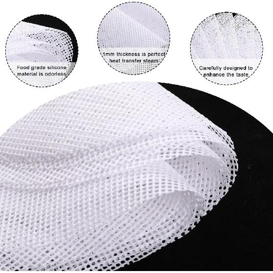 10 Pcs 10 inch Non-stick Silicone Steamer Mesh Mat, Reble Bamboo Steamer Liner Pad, Round Silicone Steamer Liners, Dim Sum Mesh Round Dumplings Buns