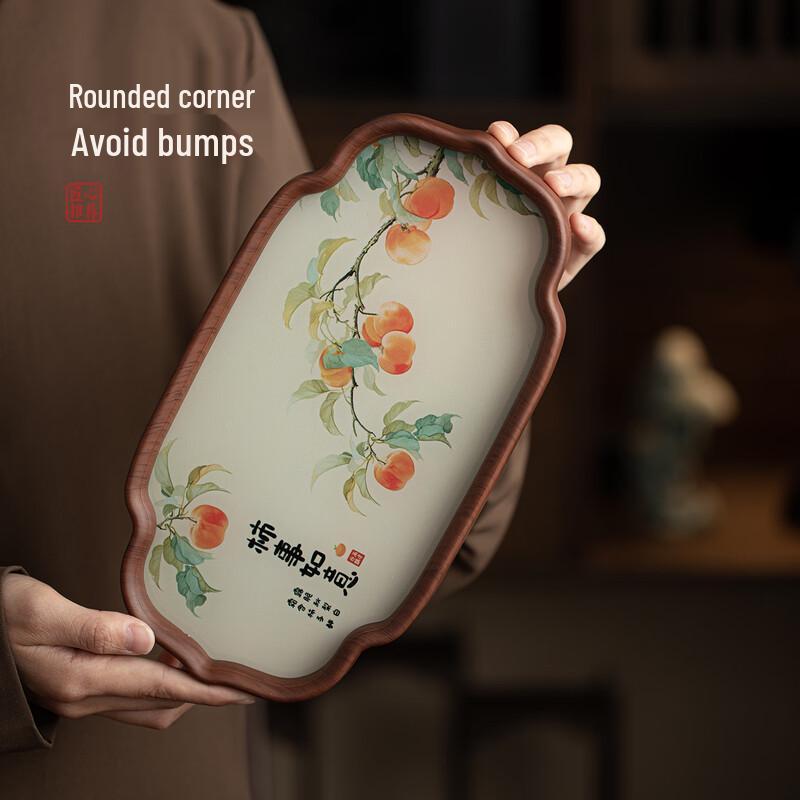 Shangqi Begonia Persimmon Glass Tea Tray