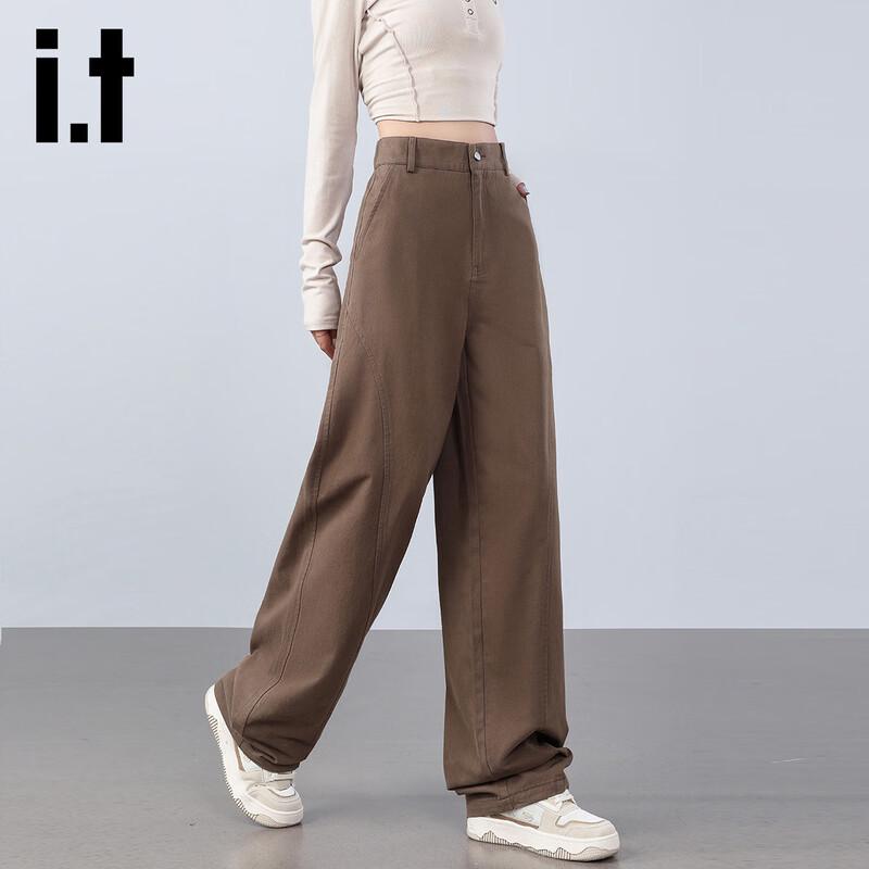 Izzueit Women's High-Waist Loose Wide-Leg Cotton Pants