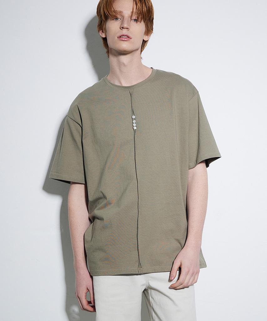 EPISODE UNTITLED Point Snap Open Cut T-Shirt_Olive