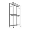 Rolling Clothes Rack, Heavy Duty Clothing Garment Rack, 3 Adjustable Tiers Clothing Racks with Carbon Steel, 204 kg Load Capacity Closet Wardrobe for