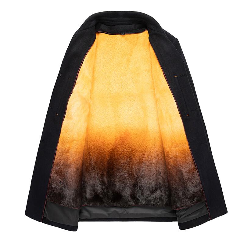 Мужское зимнее шерстяное пальто Fengxun со съемной подкладкой из кроличьего меха