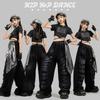 Girls Jazz Dance Outfit Set Short Sleeve Crop Top Ripped Pants Streetwear Style Performance