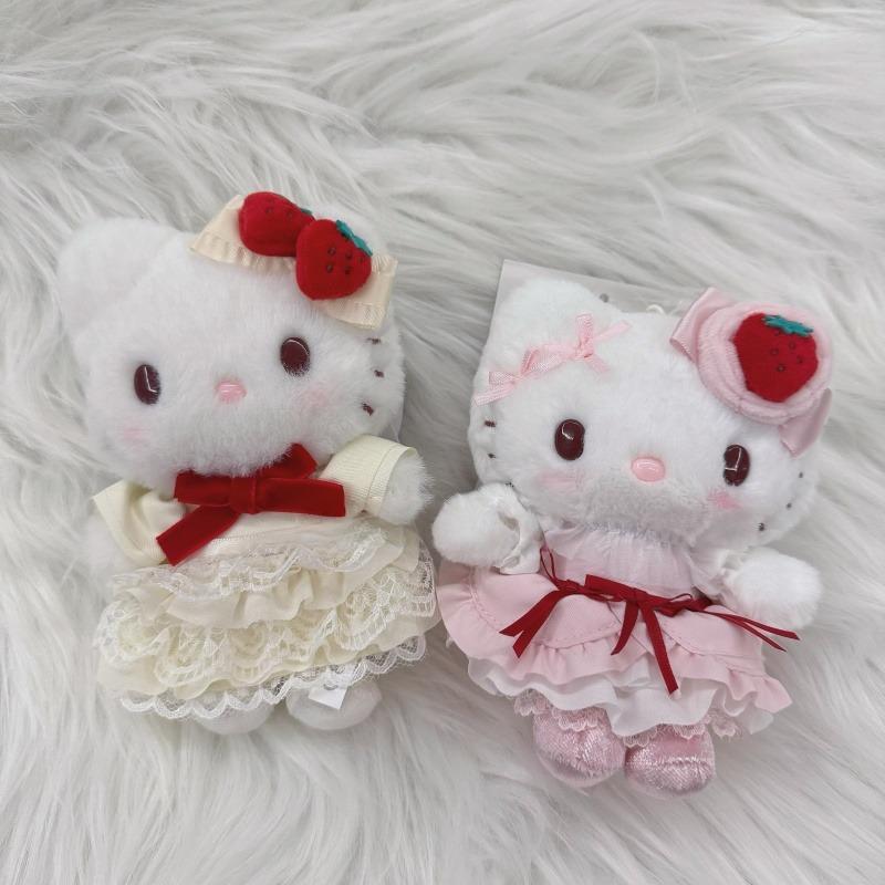 Cartoon Melody Strawberry Cake Sweetheart Plush Doll Pendant White Strawberry Hello Kitty Stuffed Animals toys Hangings