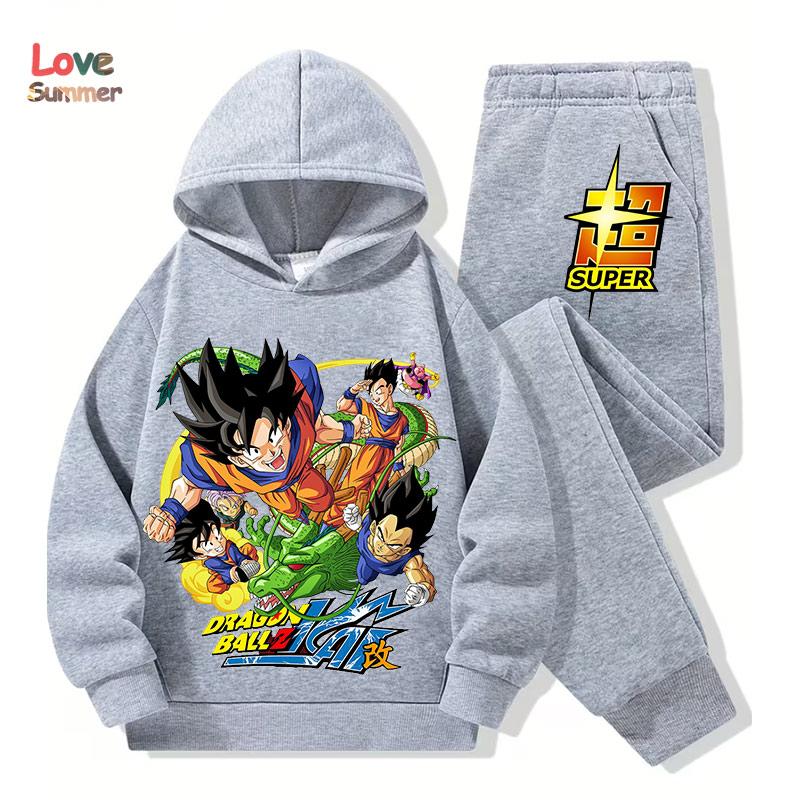 Аниме Худи Брюки 2 шт. 3-14 Лет Детский Спортивный Костюм Одежда DragonBall Худи Goku Мальчики Девочки Спортивный Костюм Идеально для Повседневной Носки на Улице
