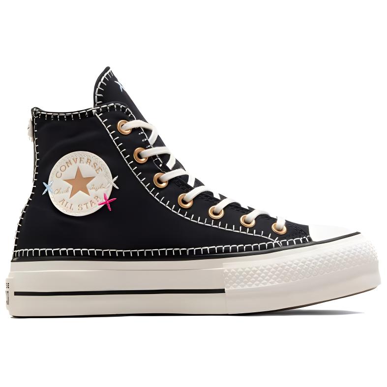 Converse Chuck Taylor All Star Lift Fashion High Top Canvas Shoes Women Sneakers Black White Gold A08731C