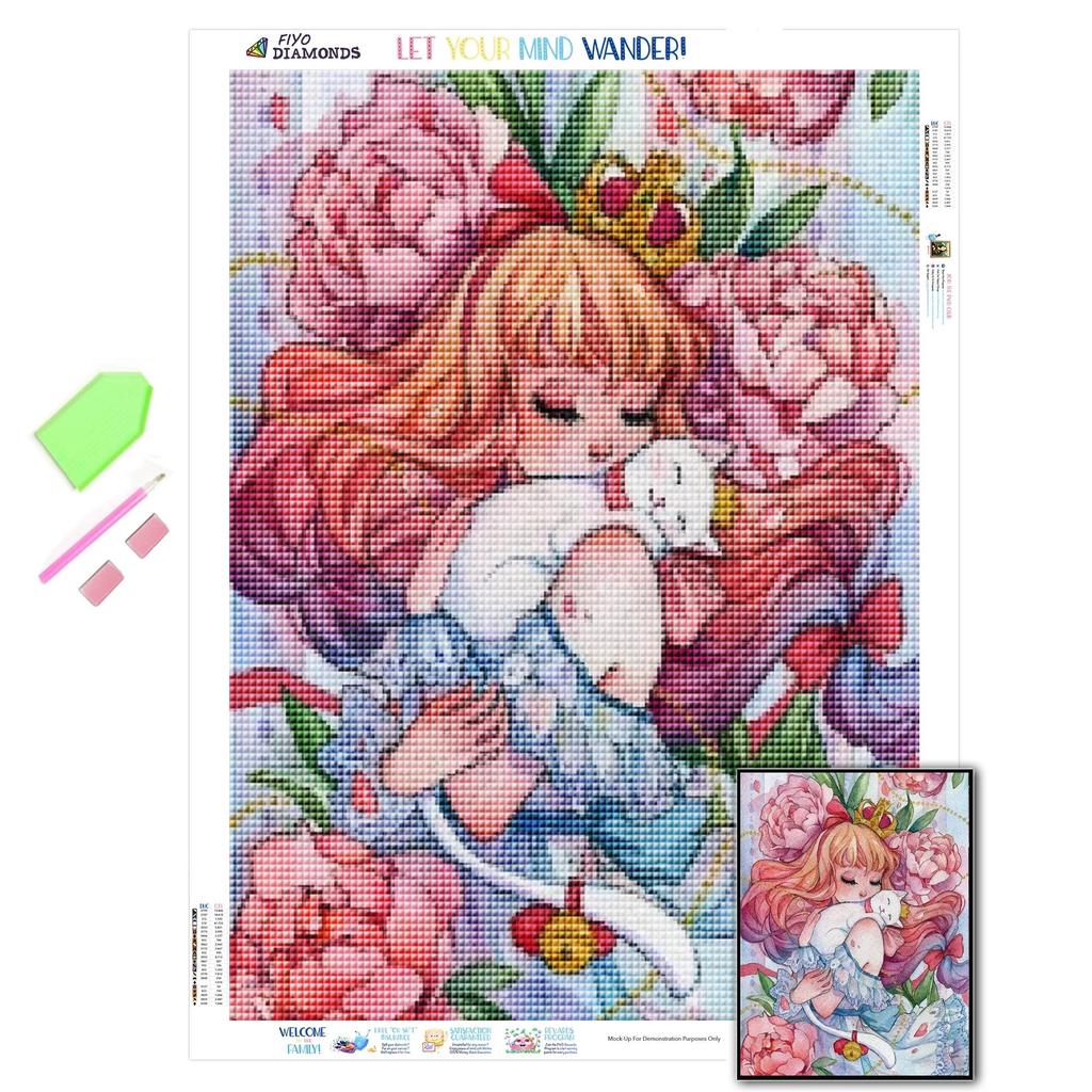Алмазная картина Принцесса и кошка, стразы, полностью квадратная, круглая, 3D Алмазная вышивка, только красивая девушка, ремесленный декор для дома
