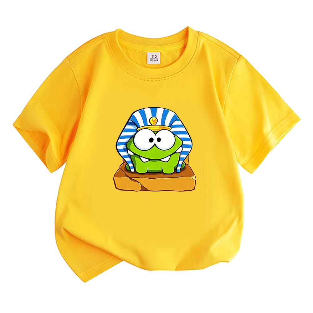 Children's T-Shirt Cotton The Rope Om Nom Frog Cartoon Print Kids Tees Cute Boys Girls Tops O-Neck Short Sleeve Summer Toddler