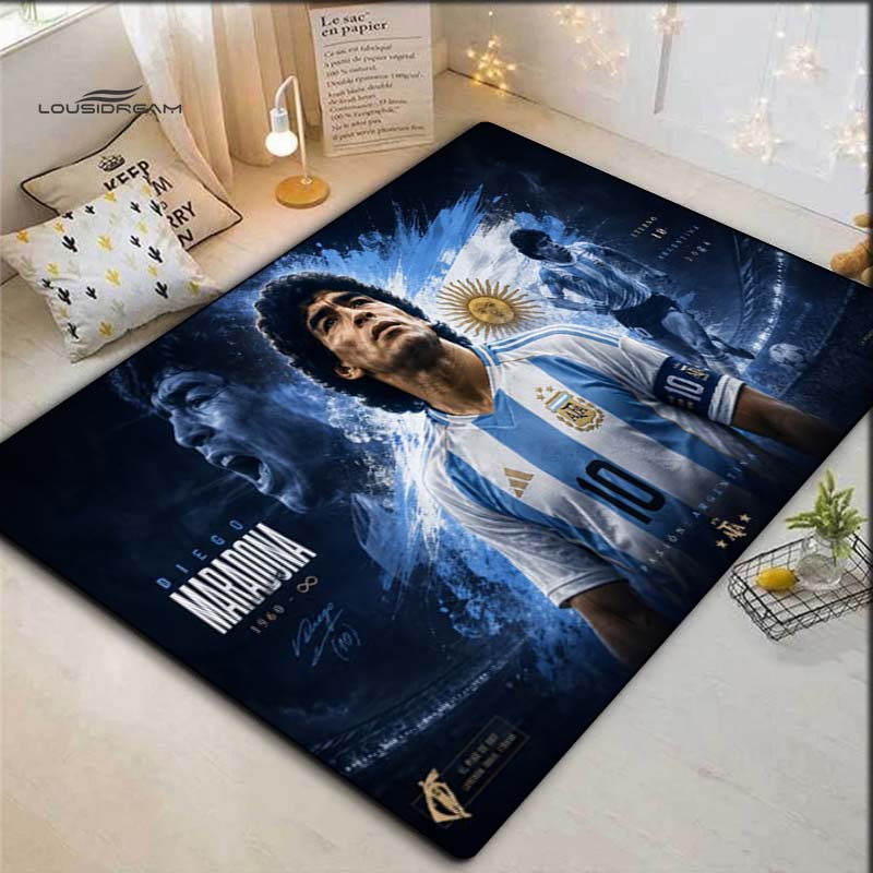 Diego Maradona Football Legend Argentina Portrait Print Area Rug Non Slip Floor Mat Soccer Fan Home Decor Gift