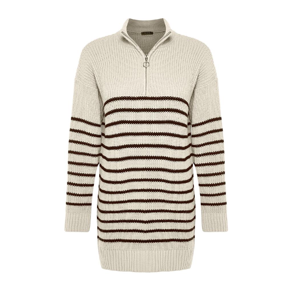 Трикотажный свитер с застежкой-молнией в каменную полоску Tctaw24ak00063