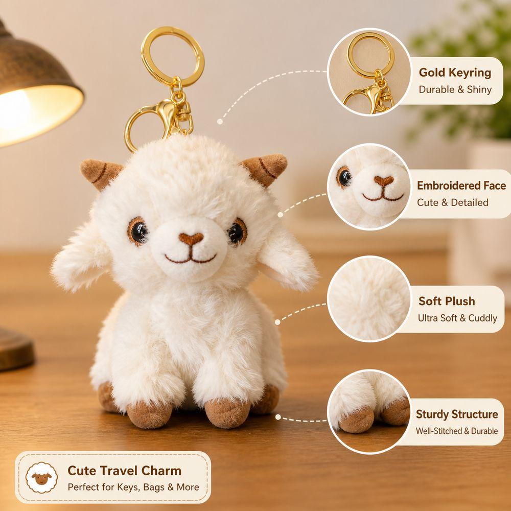 PP Sheep Plush Toy Realistic Style Lamb Stuffed Animal Cute Lamb Plush Keychain Keepsake