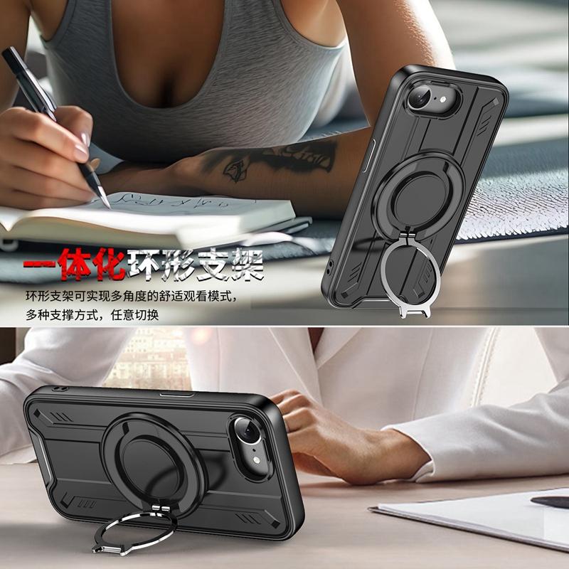 Противоударный чехол с магнитным кольцом Armor для iphone 17 Air 16e 16 15 14 13 12 11 Pro Max Plus с защитой камеры