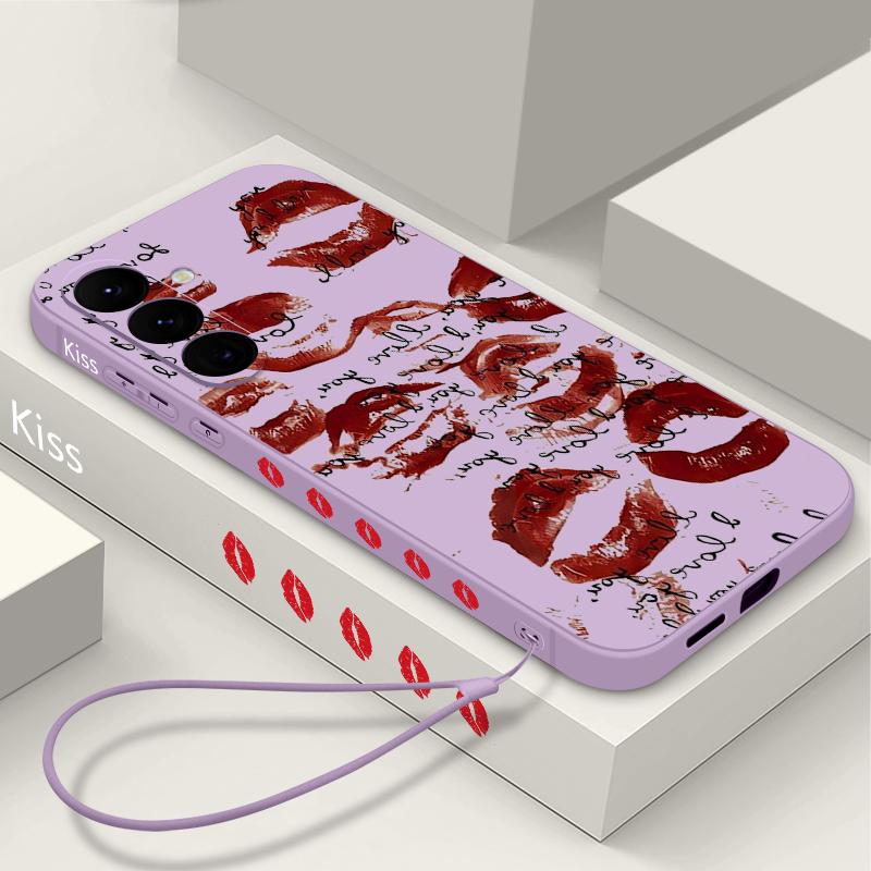 Модный чехол с узором "Целующиеся губы" для Samsung Galaxy S26 S25 Ultra S24 S23 S22 Plus S21 FE A15 A16 A17 A35 A36 A54 A55 A56 5G Мягкий чехол
