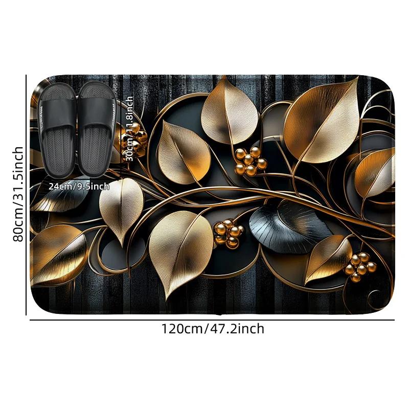 Metallic floral entrance anti slip foot mat 0.7CM flannel door mat for comfortable foot feel, small carpet for entry floor mat