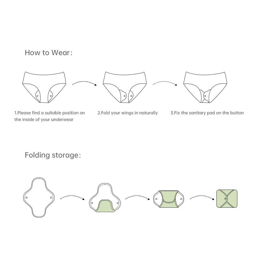 Набор из 11 предметов: многоразовые менструальные прокладки, моющиеся менструальные гигиенические прокладки и прокладки для менструального ухода.