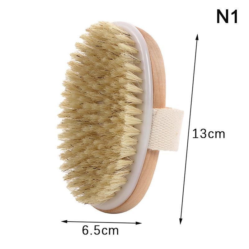 1 шт. отшелушивающая деревянная массажная щетка для тела, душевая щетка с натуральной щетиной, мягкая спа-щетка для ухода за кожей для женщин и мужчин, влажная и сухая щетка для тела
