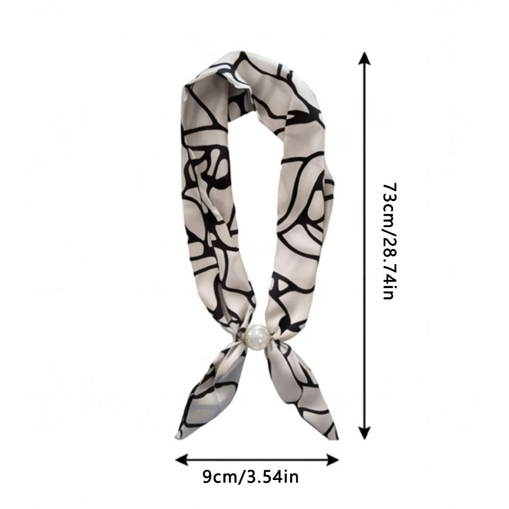 No Tie Silk Scarf Magnetic Pearl Buckle Women Neckerchief Sun Protection Satin Neck Scarf  Summer