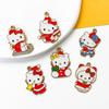 12/30PCS Cartoon Christmas Cat DIY Accessories Winter Katy Cat Alloy Drip Oil Bag Decorations Small Pendants