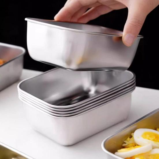 Контейнеры для хранения продуктов из нержавеющей стали с крышками, герметичные квадратные коробки для приготовления еды, пригодные для холодильника и духовки, герметичные коробки для ланча Bento без содержания бисфенола А