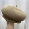 Maillard Brown Three Dimensional Breathable Knitted Beret Women's Autumn and Winter Face Decoration Versatile Hat