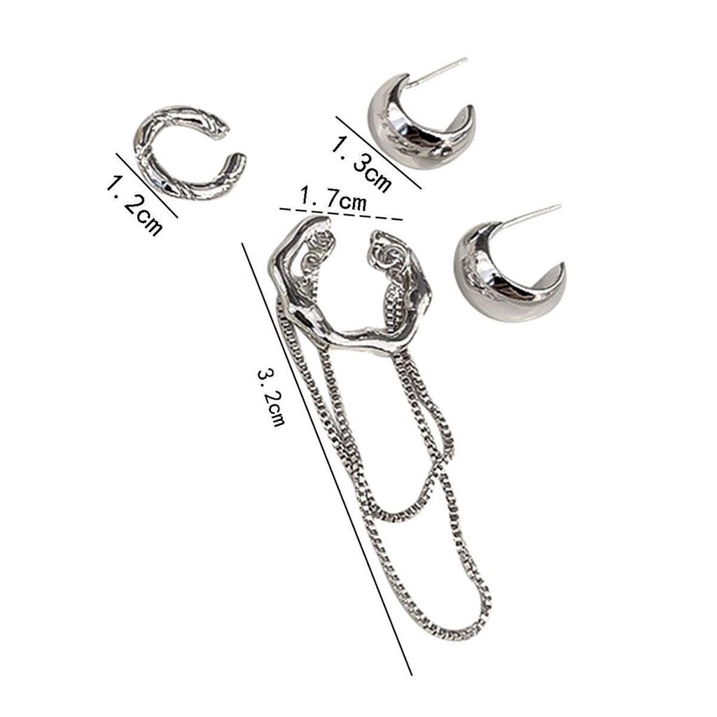 Серьги из серебра 925 пробы с нерегулярной цепочкой Дунгуань и набор кафф для ушей, не требующих прокола