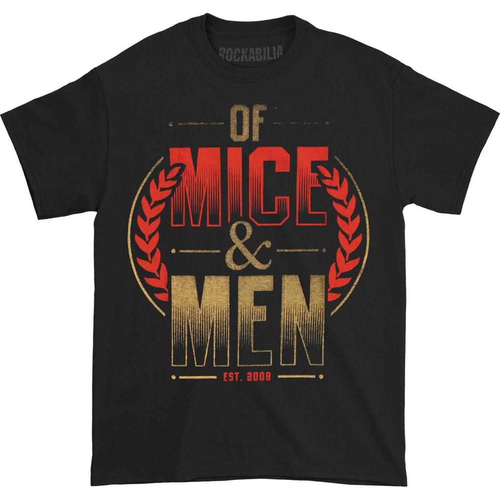 Men's Of Mice & Men Wreath Red & Gold T-shirt Large Black