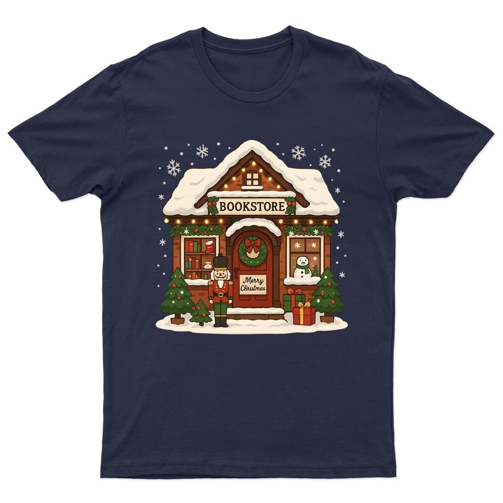 Bookstore Merry Christmas Holiday TShirt Unisex Gift Retro Seasonal Funny
