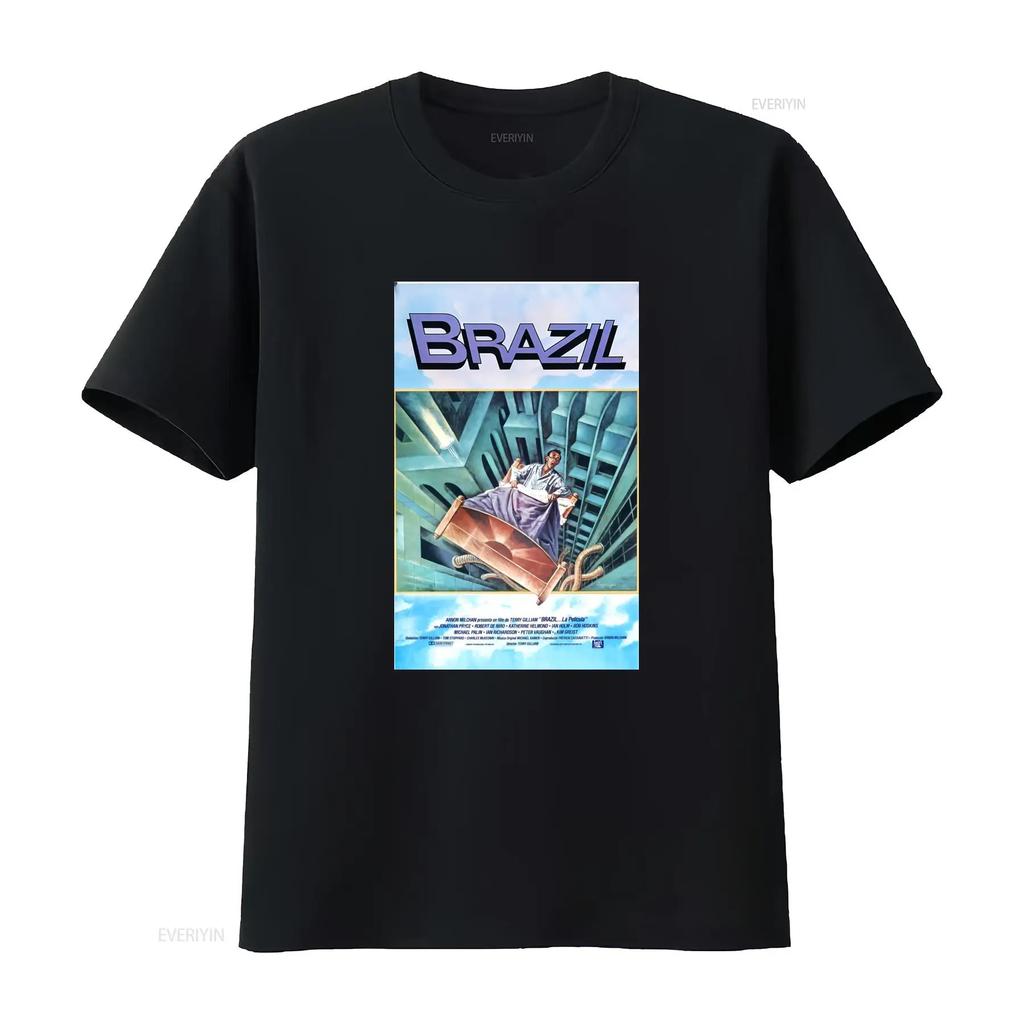 Retro Vintage Cult Movie Brazil Classic Poster Print Casual T Shirt vintage Washed Versatile fashion Top For Everyday Wear