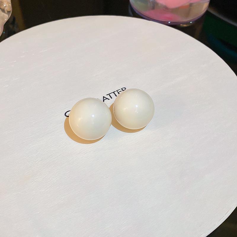 Серьги-пусеты Геометрическая сфера Серебряная игла для женщин - Корейский милый дизайн, Уникальные и универсальные