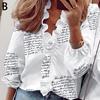 Женская модная рубашка с цветочным принтом и буквенным принтом с длинными рукавами, весенне-осенние элегантные топы