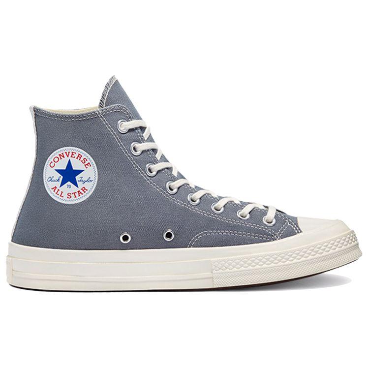 Comme Des Garçons PLAY X Converse Chuck 70 High Steel Gray Unisex Sneakers Grey Egret Black 171847C